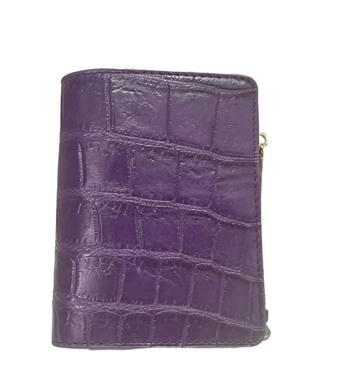 Italy Crocodile - CZS01-Purple  Short Zipper Card Wallet  意大利鱷魚皮短咭銀包