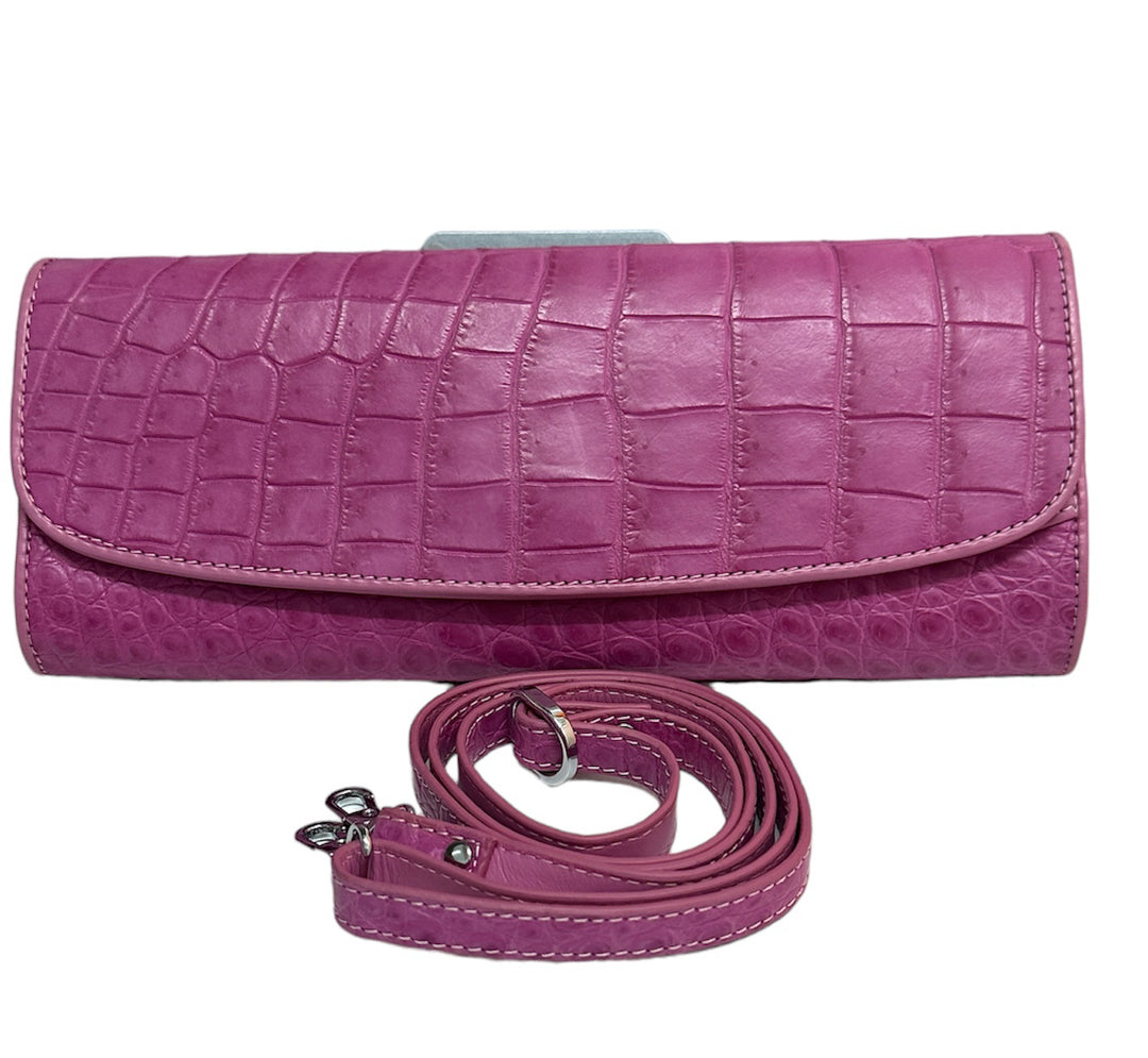 Italy Crocodile Wallet Handbag Pink 意大利鱷魚皮銀包手袋粉紅色 #4